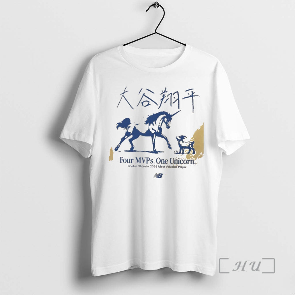 Trending Four Mvps One Unicorn Shohei Ohtanis 2025 Shirt Hoodie Sweatshirt | PurePodTees.com