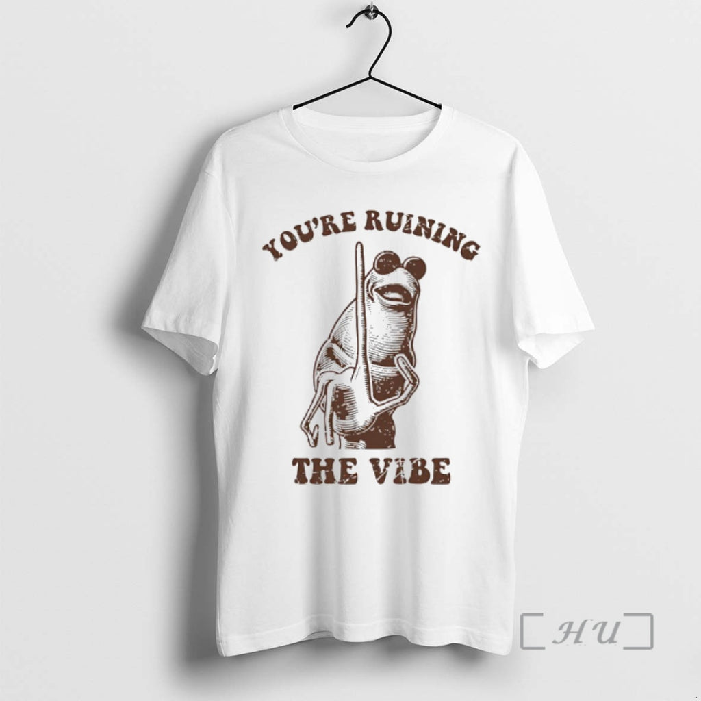 Trending Frog Raising One Index Finger You Are Ruining The Vibe Retro Premium T Shirts Hoodie Sweatshirt | PurePodTees.com
