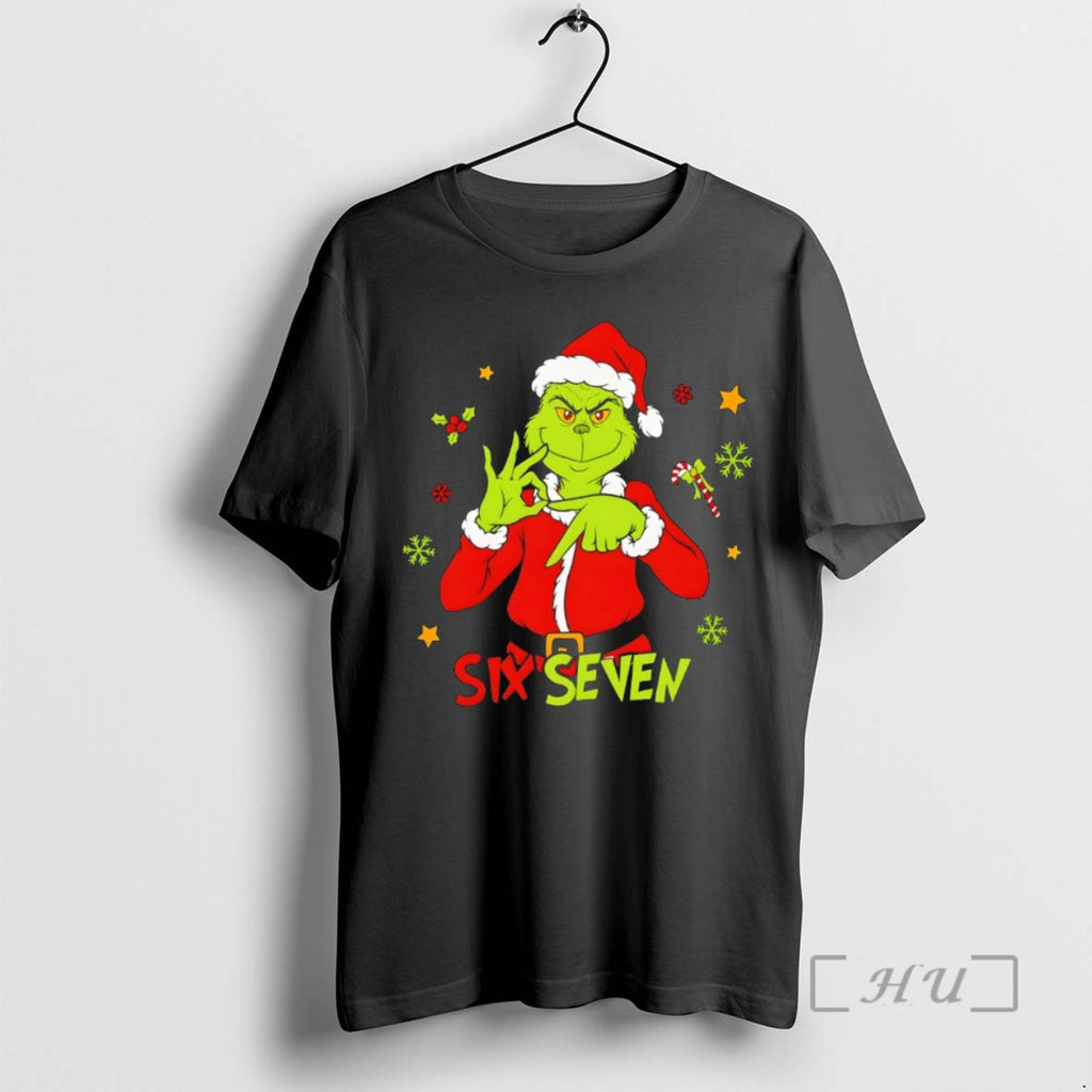 Trending Funny Six Seven Meme Christmas Grinch Santa Shirt Hoodie Sweatshirt | PurePodTees.com