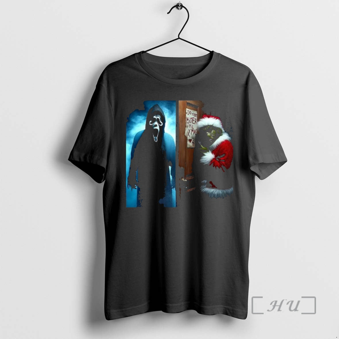 Trending Ghostface And The Grinch Do Not Enter Till Xmas Horror Christmas Premium T Shirts Hoodie Sweatshirt