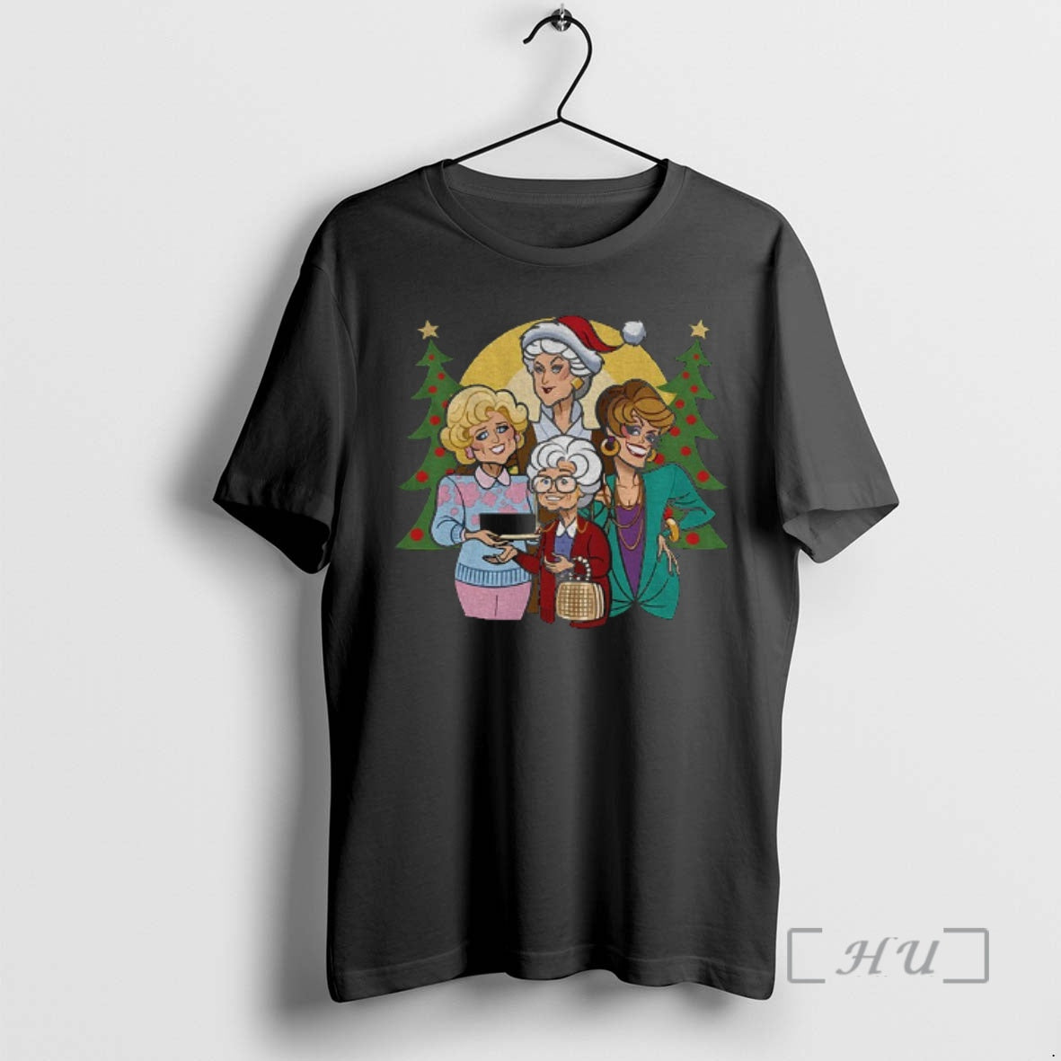 Trending Golden Girls Cartoon Merry Christmas Shirt Hoodie Sweatshirt | PurePodTees.com