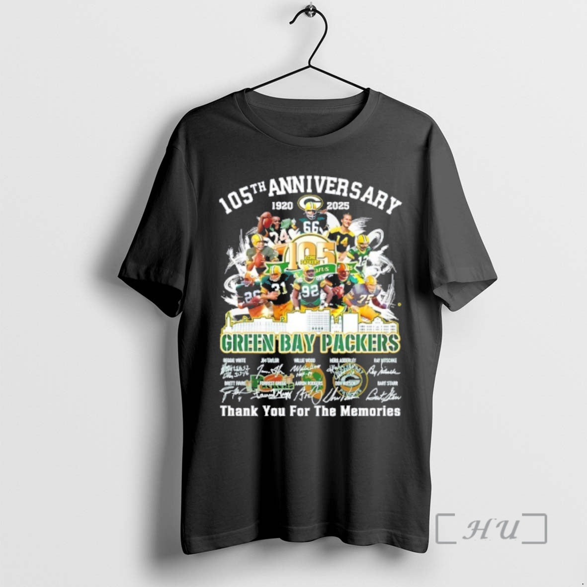 Trending Green Bay Packers 105th Anniversary 1920 2025 Thank You For The Memories Skyline Signatures Shirt Hoodie Sweatshirt
