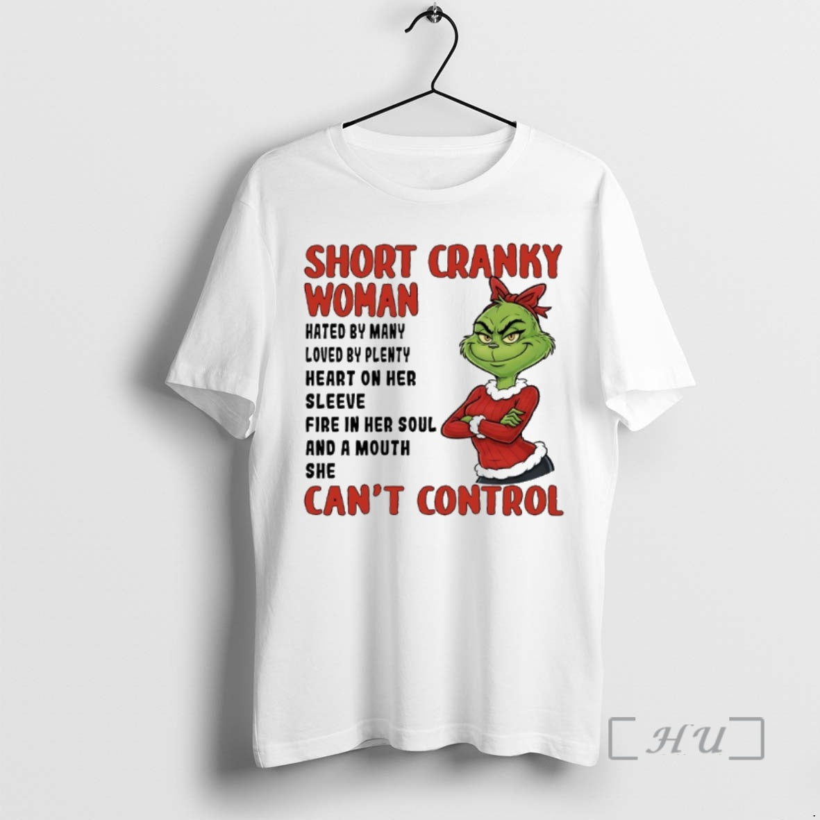 Trending Grinch Christmas Short Cranky Woman Hated By Many Loved Shirt Hoodie Sweatshirt | PurePodTees.com