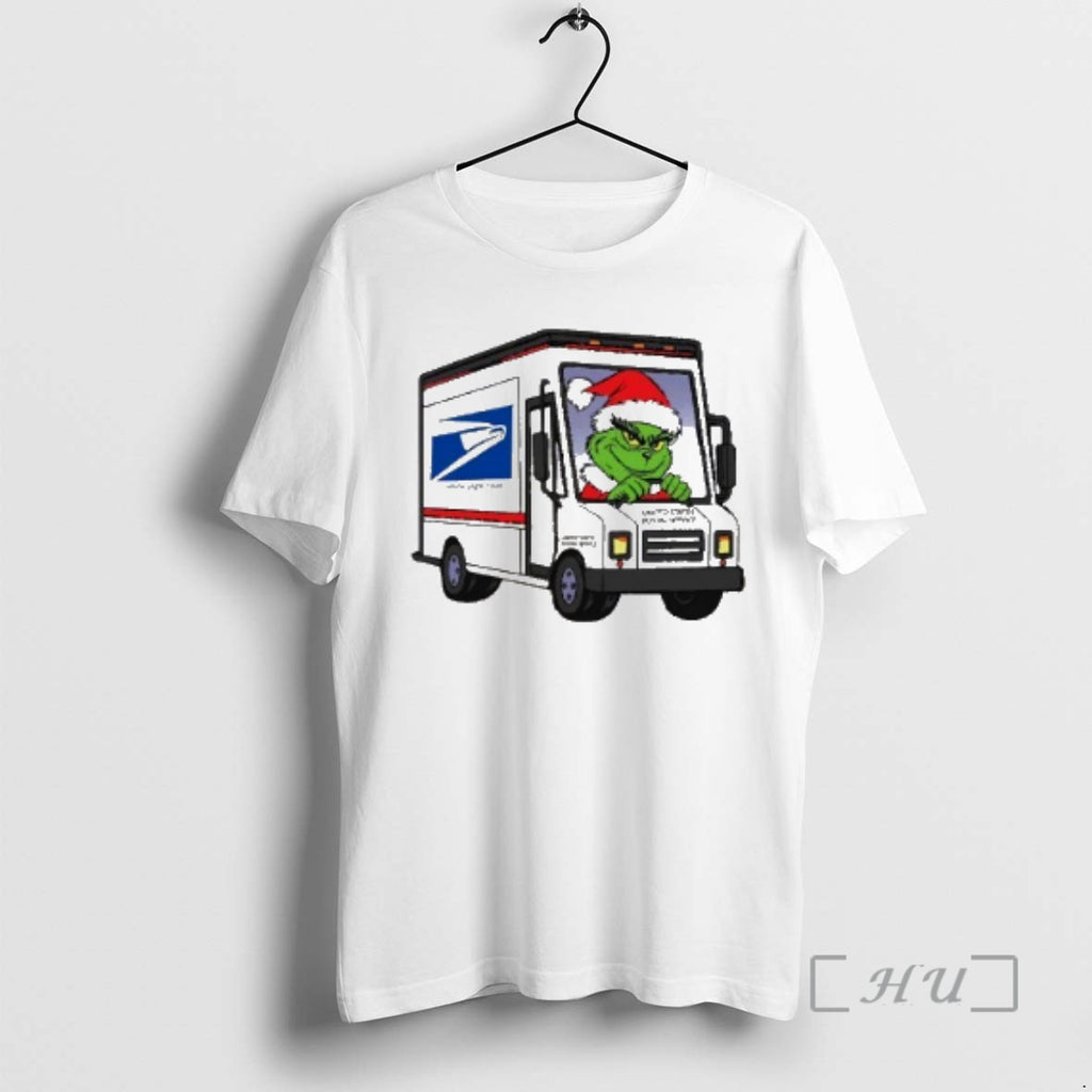 Trending Grinch Santa Drive Truck Usps Merry Christmas Shirt Hoodie Sweatshirt | PurePodTees.com