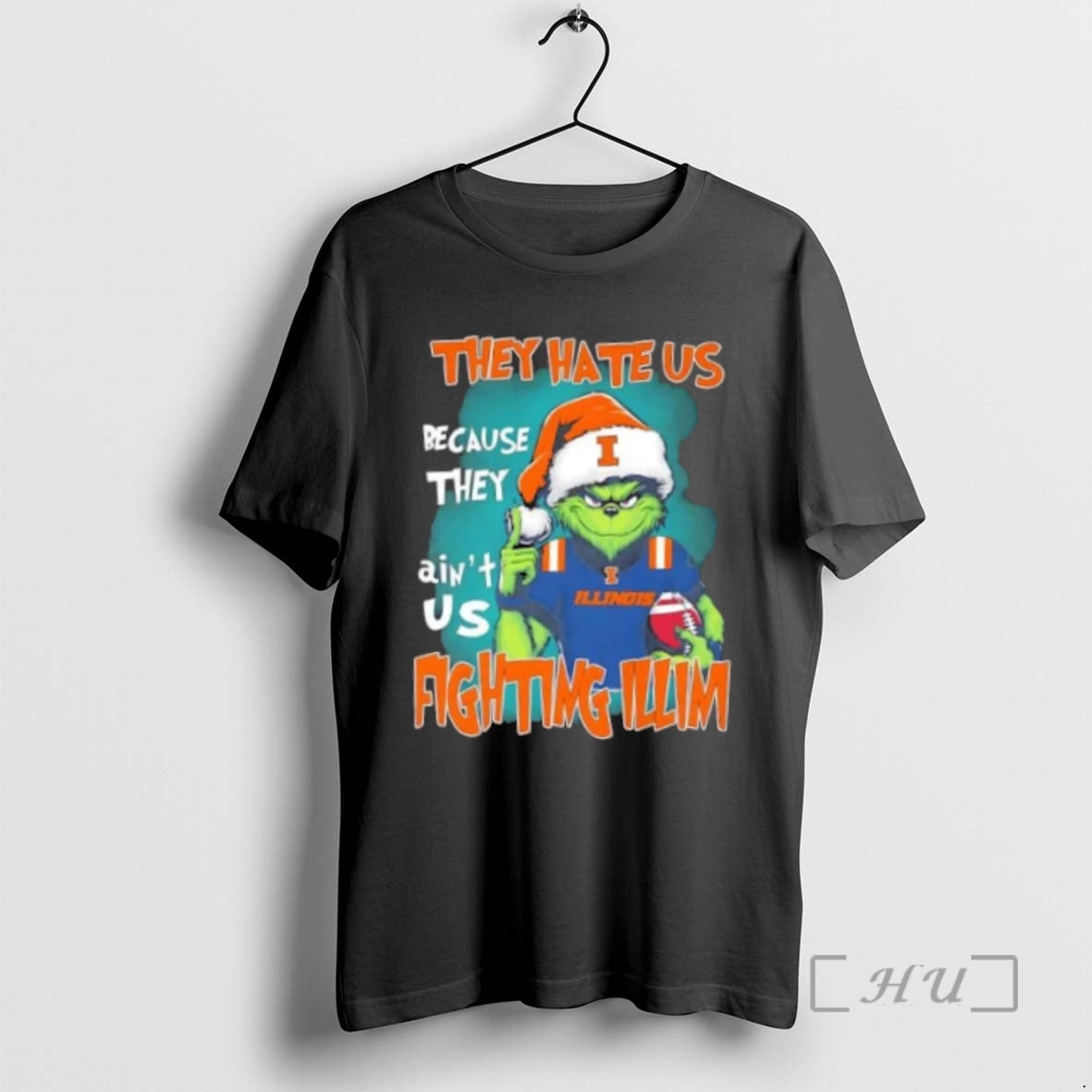 Trending Grinch They Hate Us Because They Aint Us Illinois Fighting Illini Football Premium Shirt Hoodie Sweatshirt