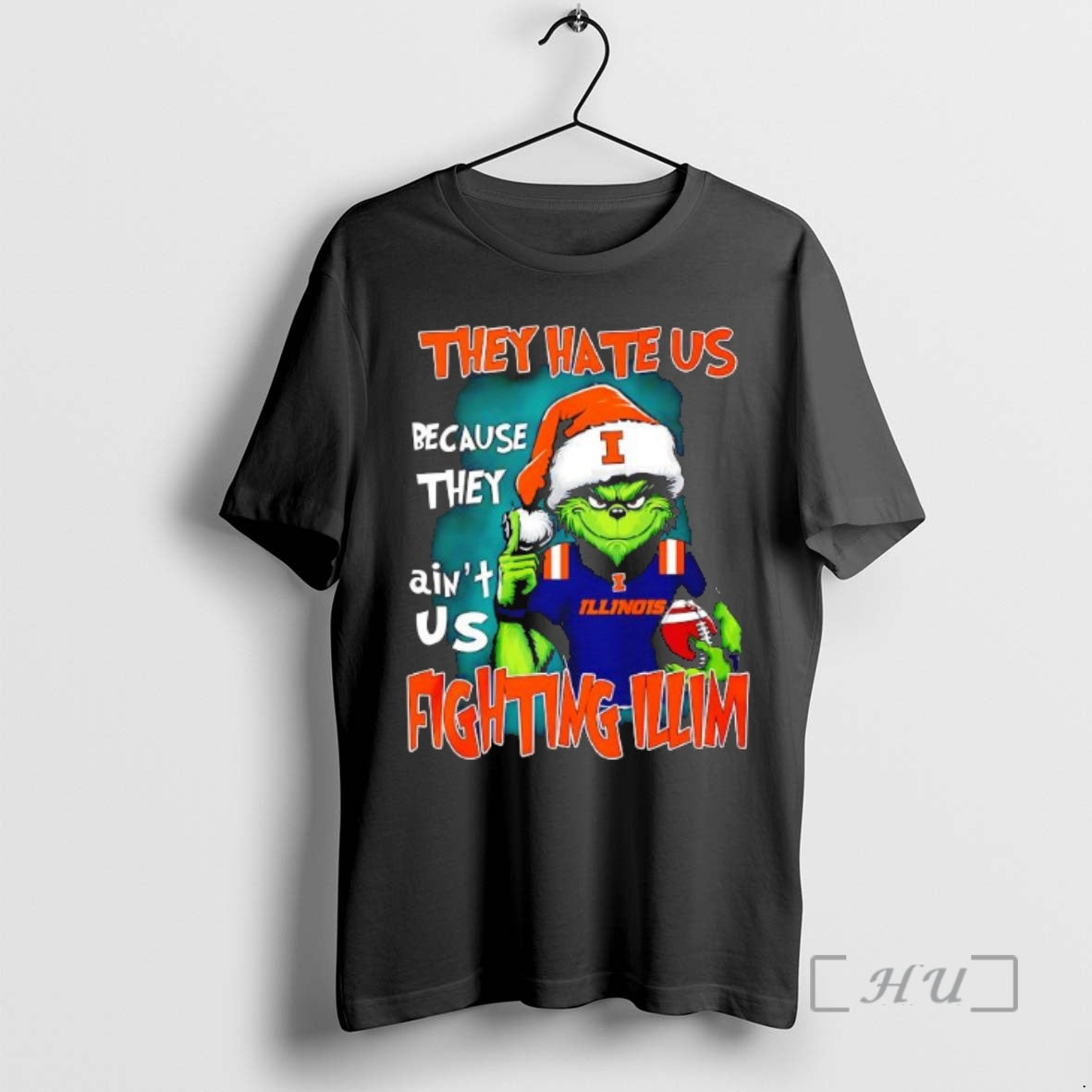 Trending Grinch They Hate Us Because They Aint Us Fighting Illinois Fighting Illini Premium Shirt Hoodie Sweatshirt