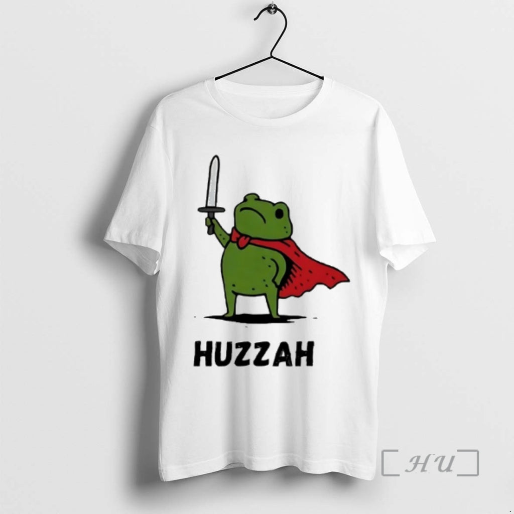 Trending Huzzah Frog With Sword Shirt Hoodie Sweatshirt | PurePodTees.com