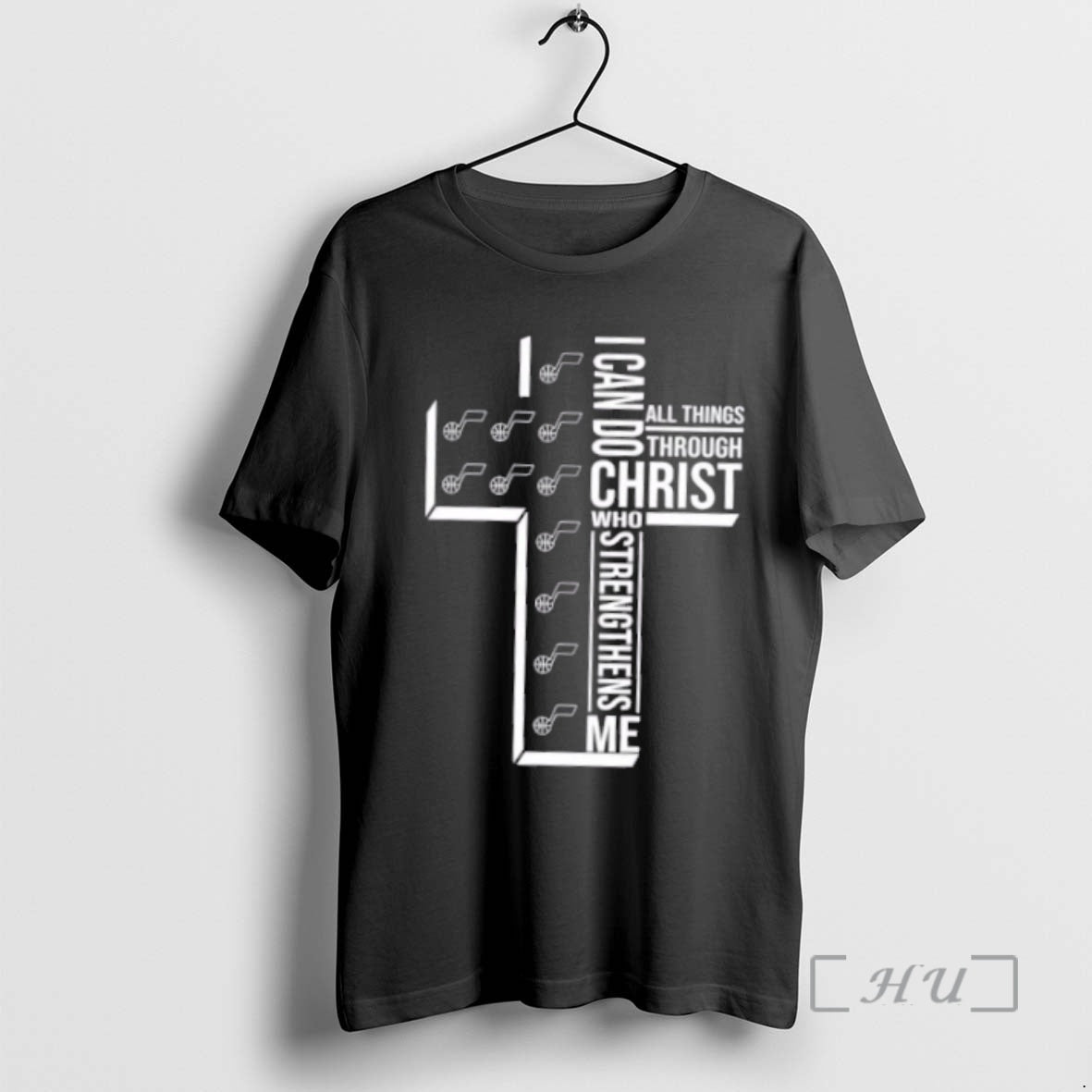 Trending I Can Do All Things Through Christ Who Strengthens Me Utah Jazz Basketball Cross Shirt Hoodie Sweatshirt
