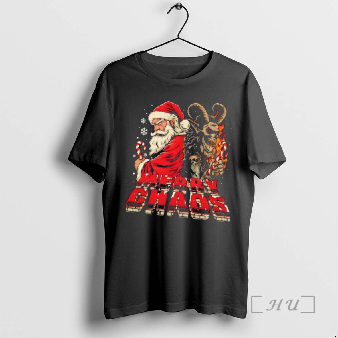 Trending Jjrd0erf Santa And Krampus Merry Chaos Christmas Shirt Hoodie Sweatshirt | PurePodTees.com