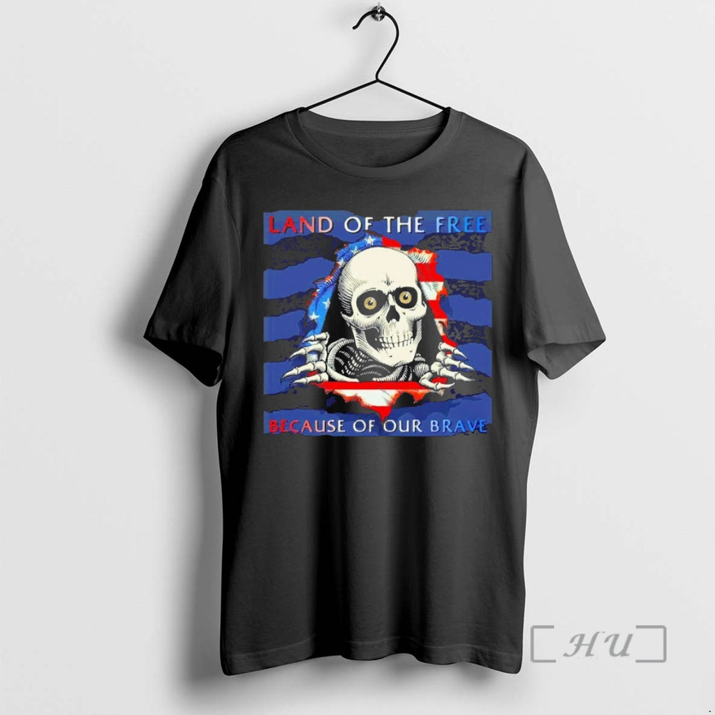 Trending Land Of The Free Because Of Our Brave Skull Veterans Day Premium T Shirts Hoodie Sweatshirt | PurePodTees.com
