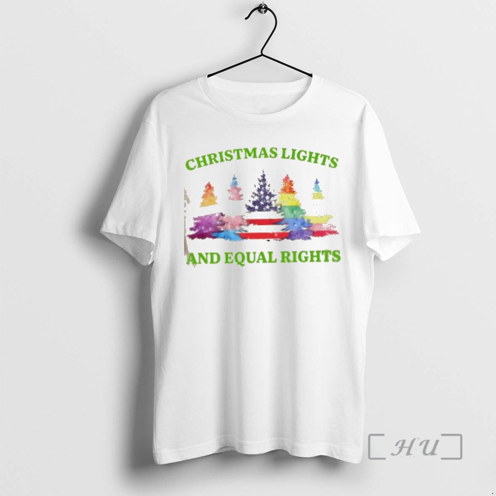 Trending Lights And Equal Rights Christmas Trees Flags Shirt Hoodie Sweatshirt | PurePodTees.com