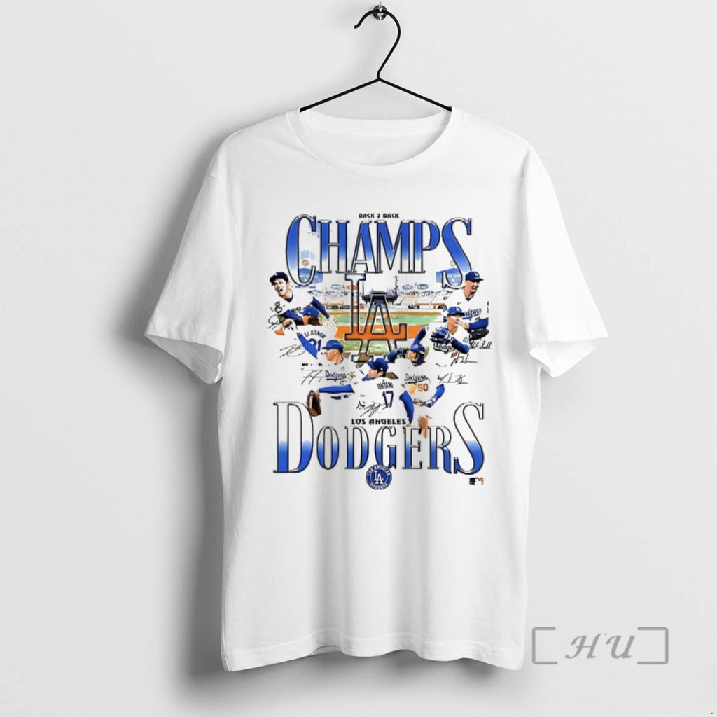 Trending Los Angeles Dodgers 9 Back 2 Back Champs Signature Two Sided Mugs And Premium Shirt Hoodie Sweatshirt