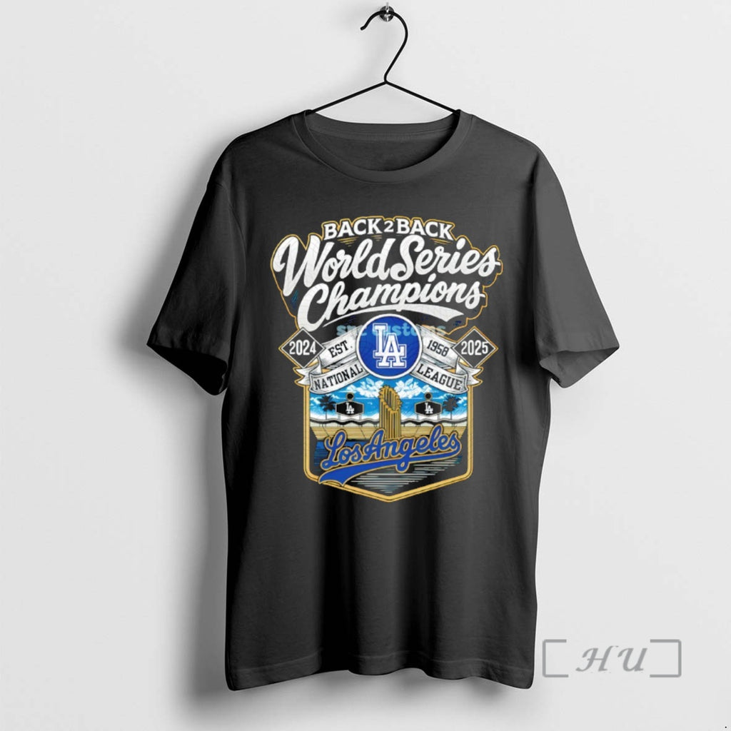 Trending Los Angeles Dodgers Back 2 Back World Series Champions Est 1958 National League 2024 Shirt Hoodie Sweatshirt