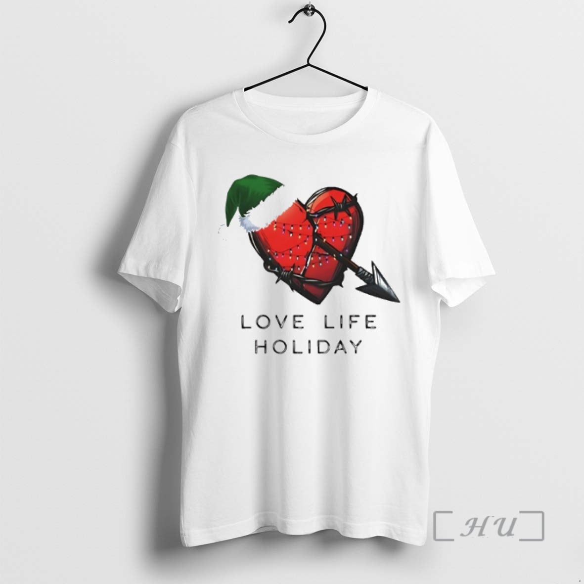 Trending Love Life Holiday Arrow Through The Heart Christmas Hat Shirt Hoodie Sweatshirt | PurePodTees.com