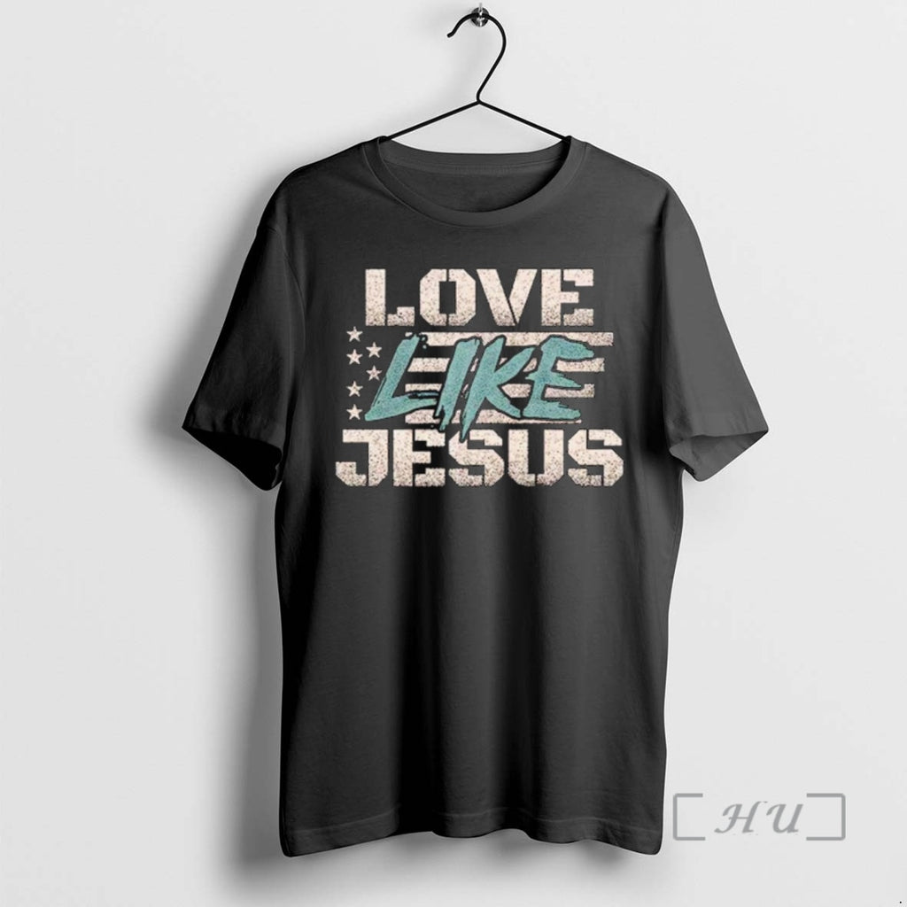 Trending Love Like Jesus Usa Flag Retro Ornaments Shirt Hoodie Sweatshirt | PurePodTees.com