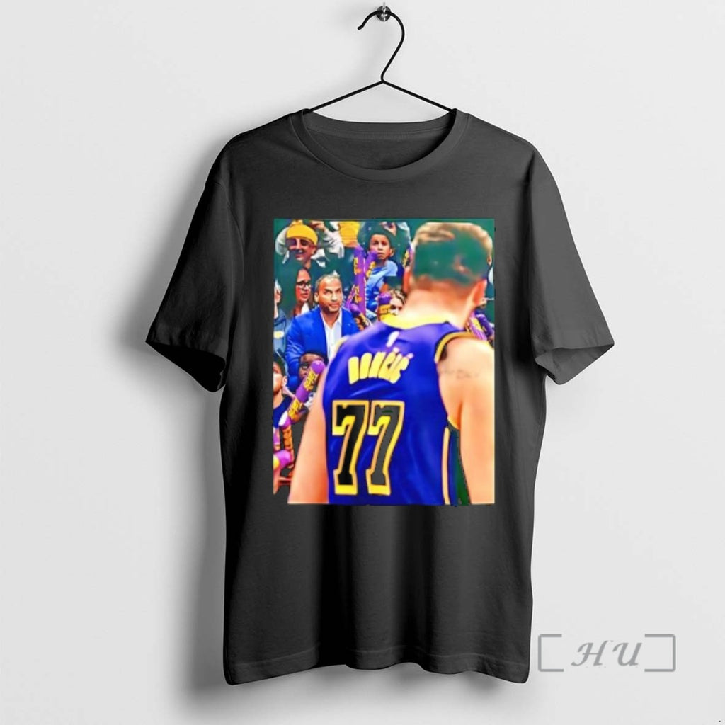 Trending Luka Doncic Staring Down Nico Harrison Graphic Shirt Hoodie Sweatshirt | PurePodTees.com