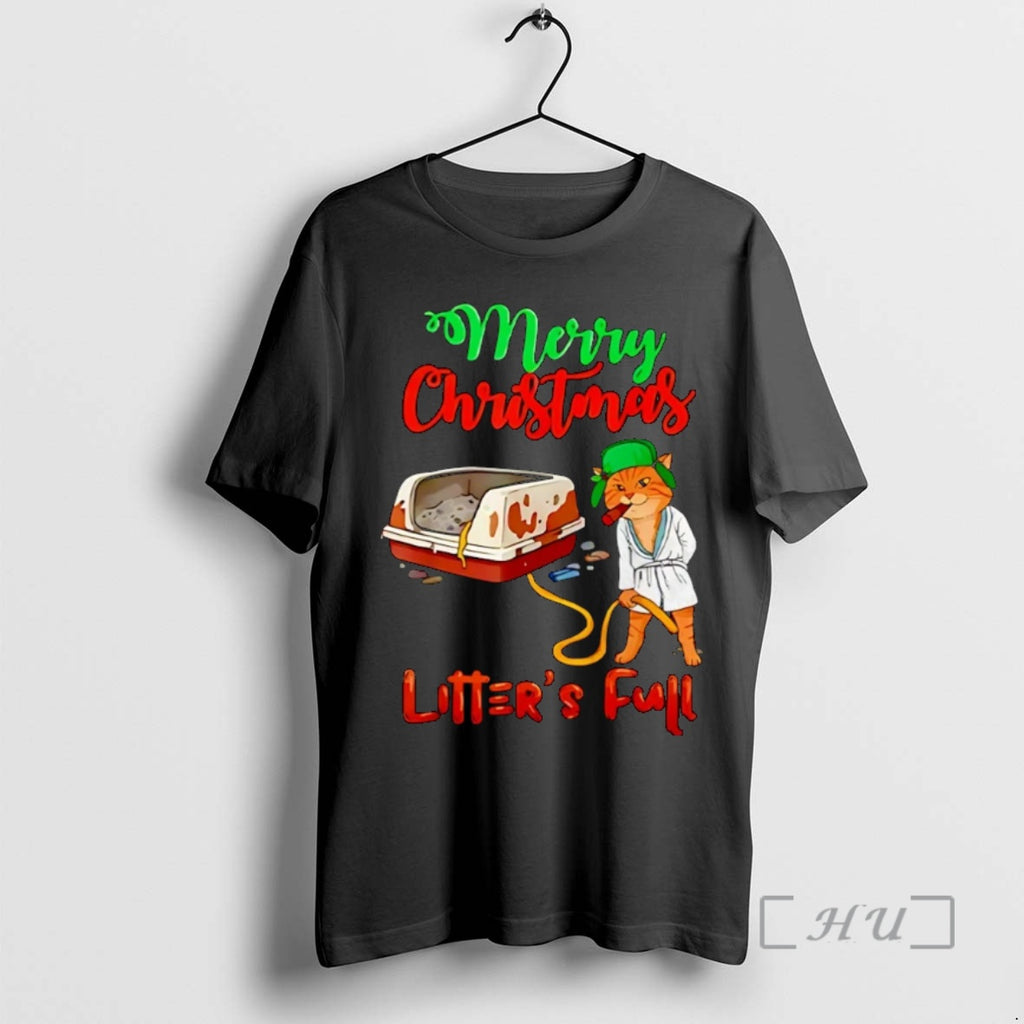 Trending Merry Christmas Litters Full Cat Lovers Funny Christmas Shirt Hoodie Sweatshirt | PurePodTees.com