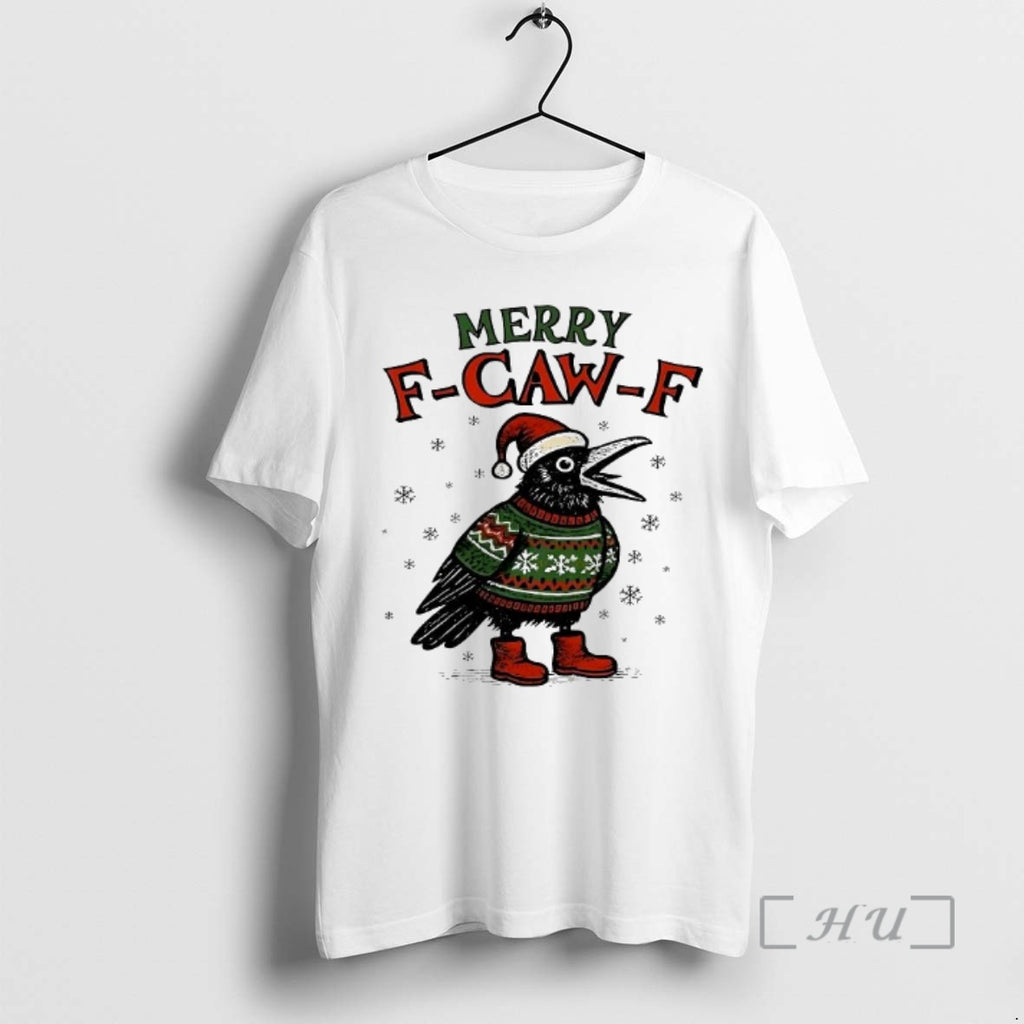 Trending Merry F Caw F 2025 Christmas Crow Shirt Hoodie Sweatshirt | PurePodTees.com