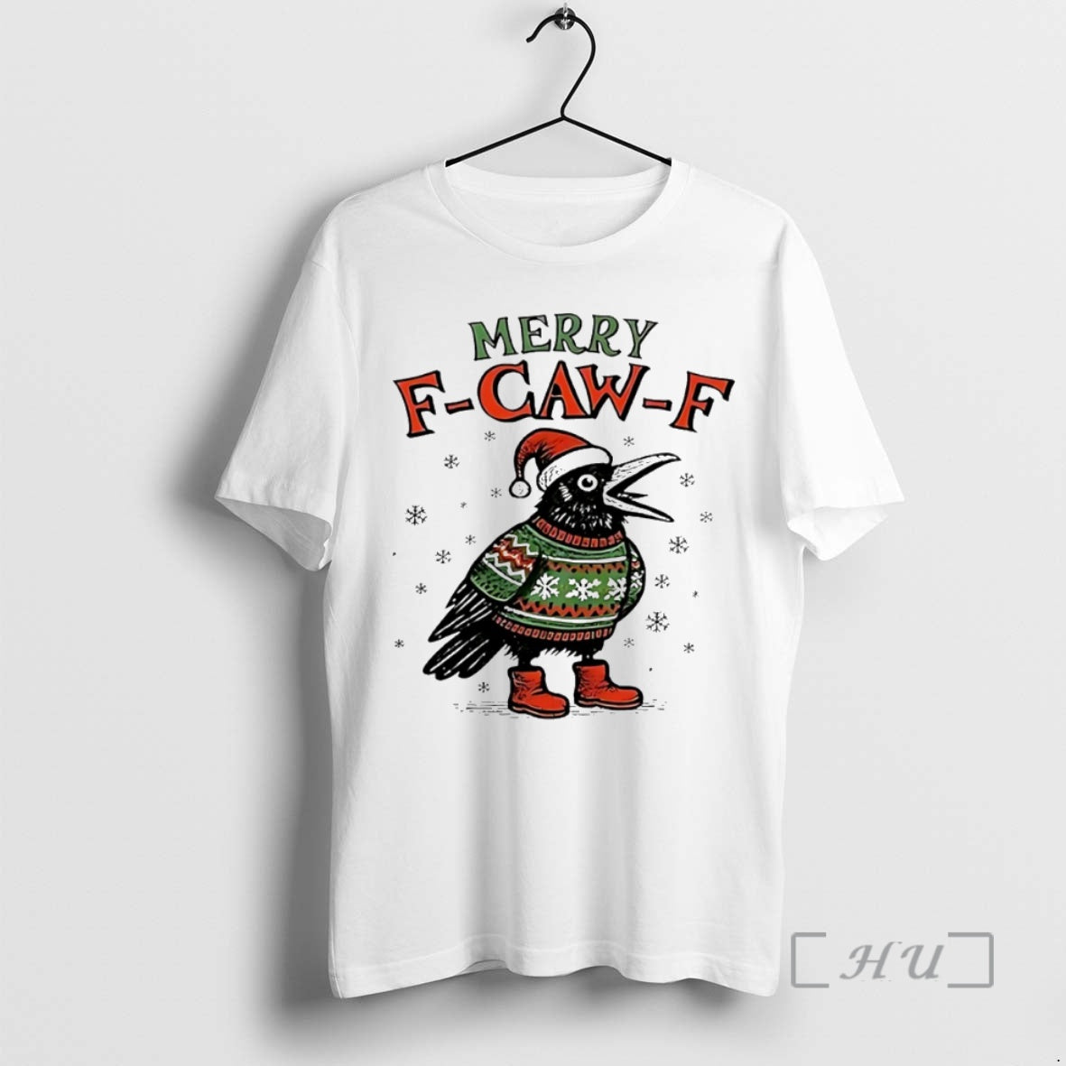 Trending Merry F Caw F 2025 Christmas Circle Shirt Hoodie Sweatshirt | PurePodTees.com
