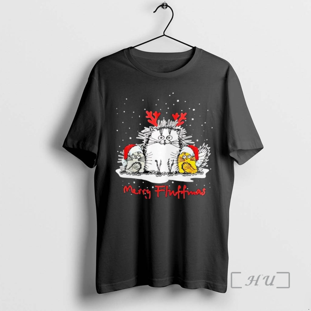 Trending Merry Fluffmas Cat Christmas Holiday Santa Cat Pajama Shirt Hoodie Sweatshirt | PurePodTees.com