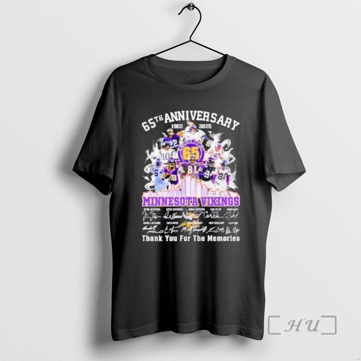 Trending Minnesota Vikings 65th Anniversary 1960 2025 Skyline Thank You For The Memories Premium Shirt Hoodie Sweatshirt