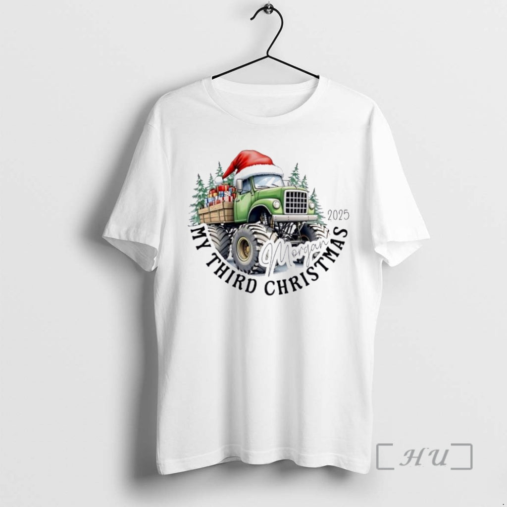 Trending Monster Truck My Third Christmas Personalized Ornaments White Shirt Hoodie Sweatshirt | PurePodTees.com
