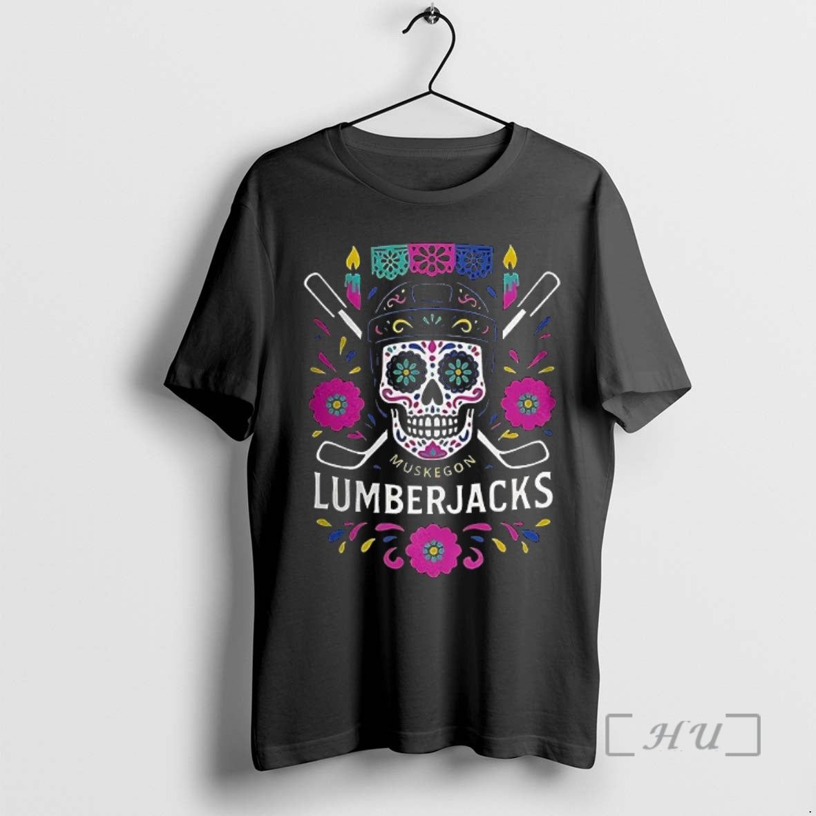 Trending Muskegon Lumberjacks Dia De Los Muertos Shirt Hoodie Sweatshirt | PurePodTees.com