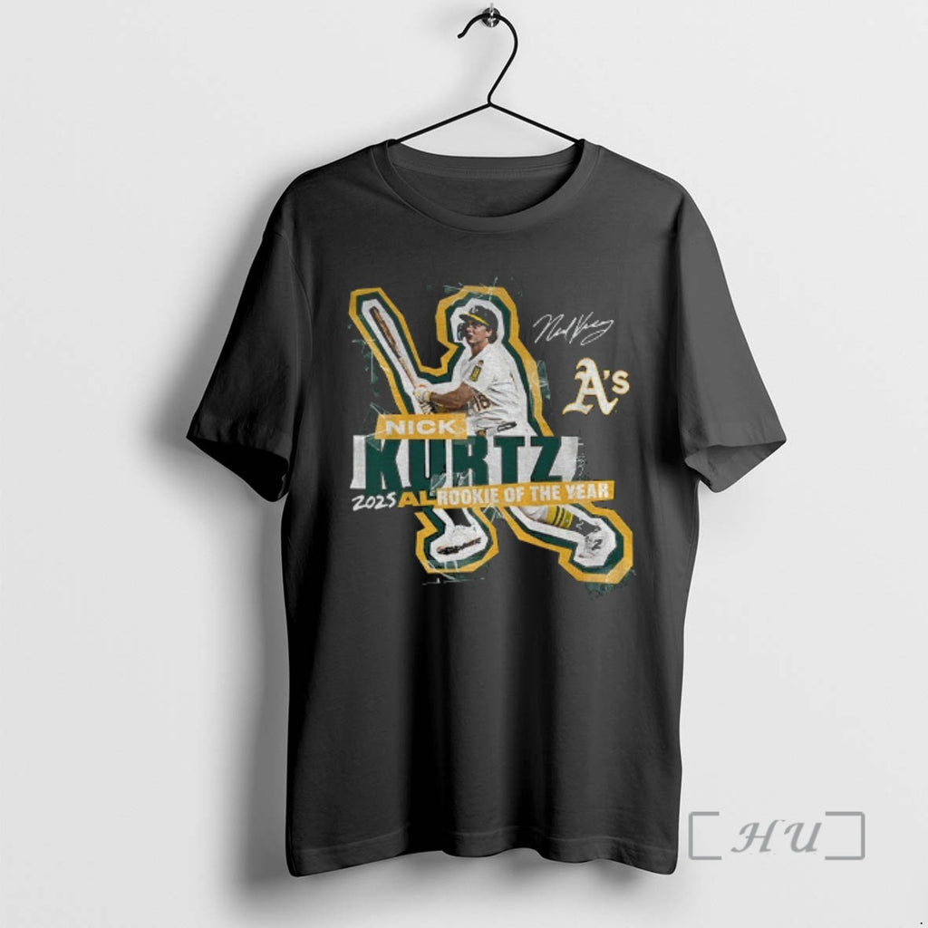 Trending Nick Kurtz Oakland Athletics 2025 American League Rookie Of The Year Signature Premium Shirt Hoodie Sweatshirt