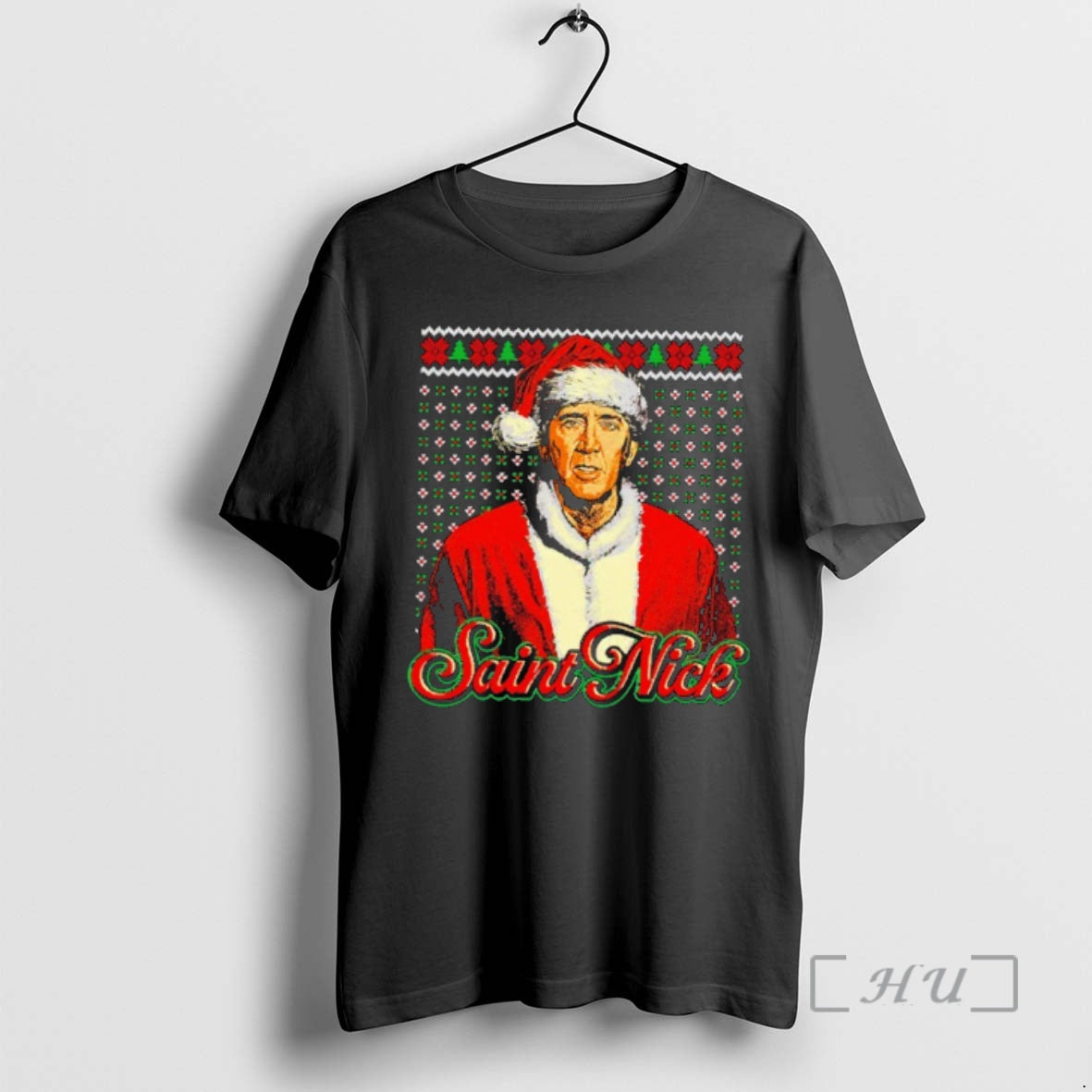Trending Nicolas Cage Santa Saint Nick Ugly Christmas Shirt Hoodie Sweatshirt | PurePodTees.com