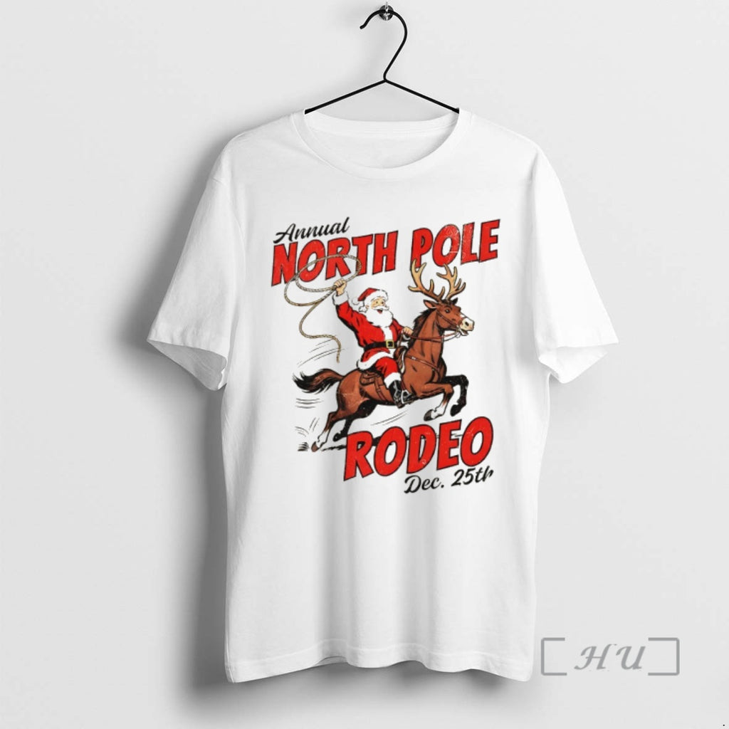 Trending North Pole Rodeo Cowboy Santa Western Roping Christmas Shirt Hoodie Sweatshirt | PurePodTees.com