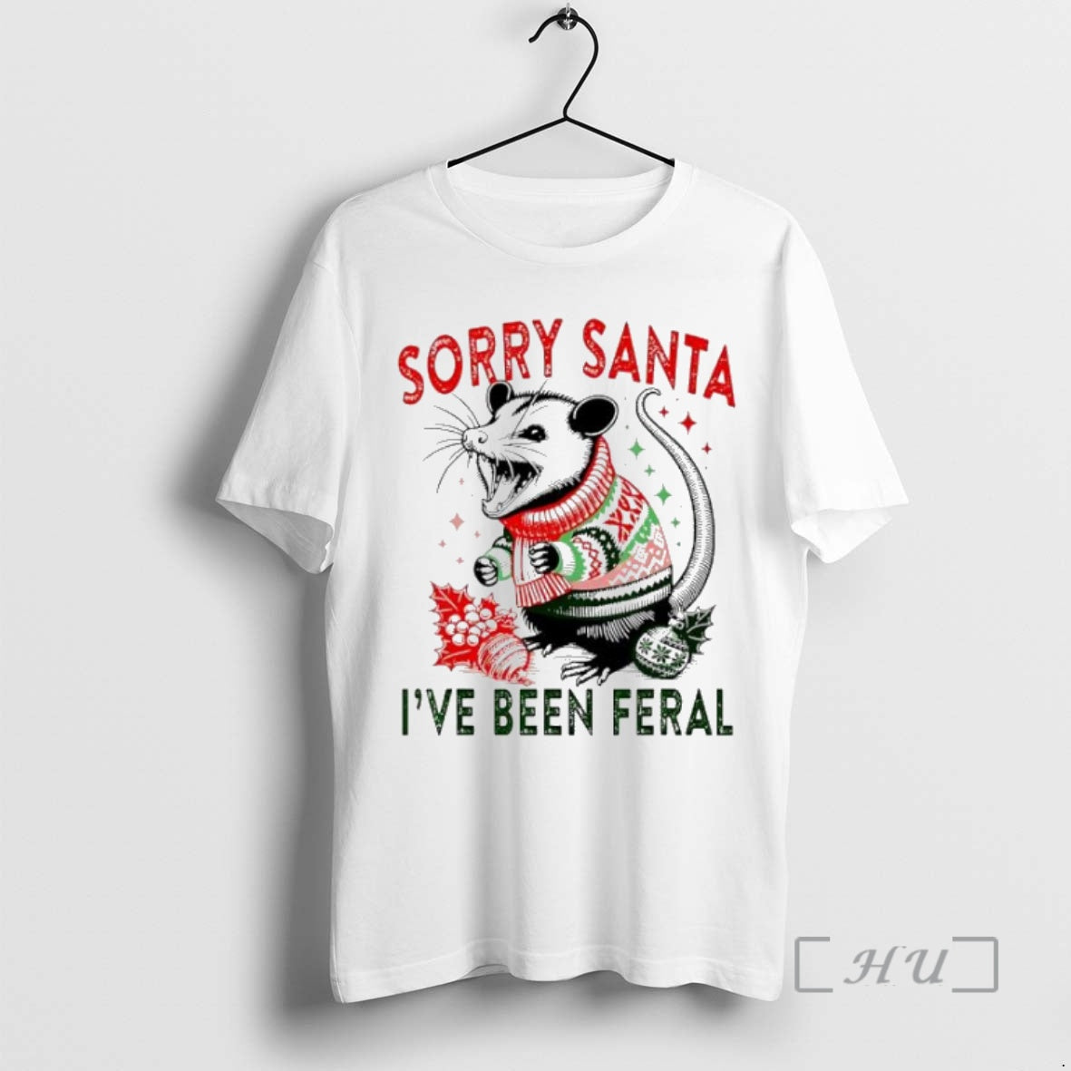 Trending Opossum Sorry Santa Ive Been Feral Christmas Shirt Hoodie Sweatshirt | PurePodTees.com