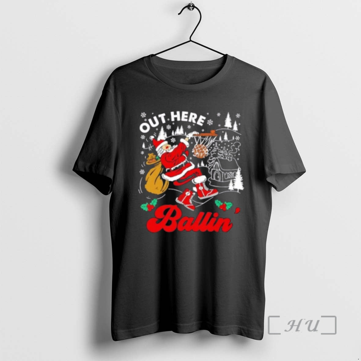 Trending Out Here Ballin Santa Christmas Shirt Hoodie Sweatshirt | PurePodTees.com