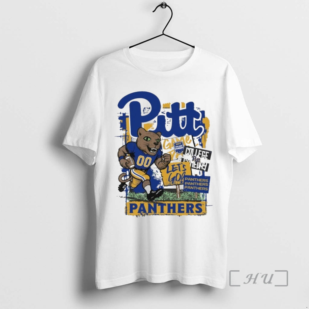 Trending Pitt Panthers Lets Go 2025 College Gameday Mascot Runner Shirt Hoodie Sweatshirt | PurePodTees.com