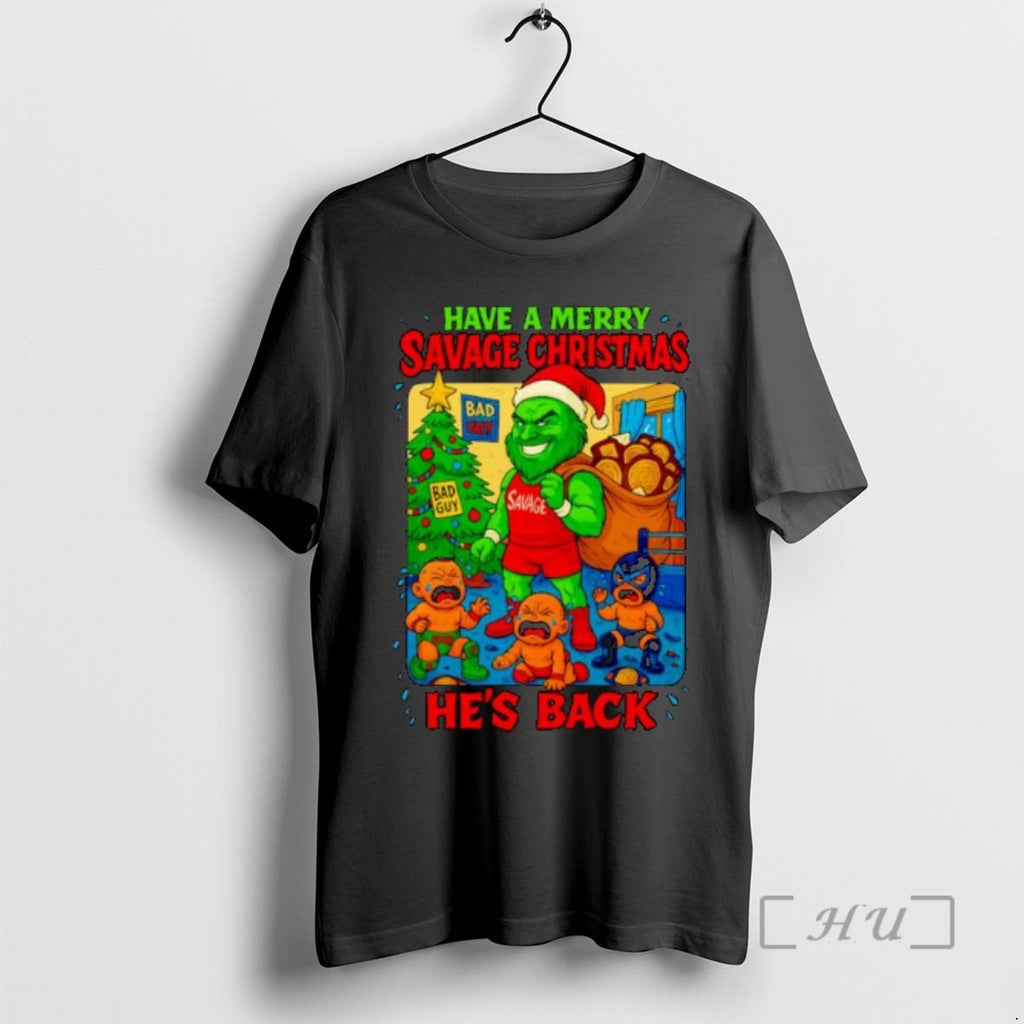 Trending Pj Savage Santa Have A Merry Savage Christmas Hes Back Ornaments Premium T Shirts Hoodie Sweatshirt