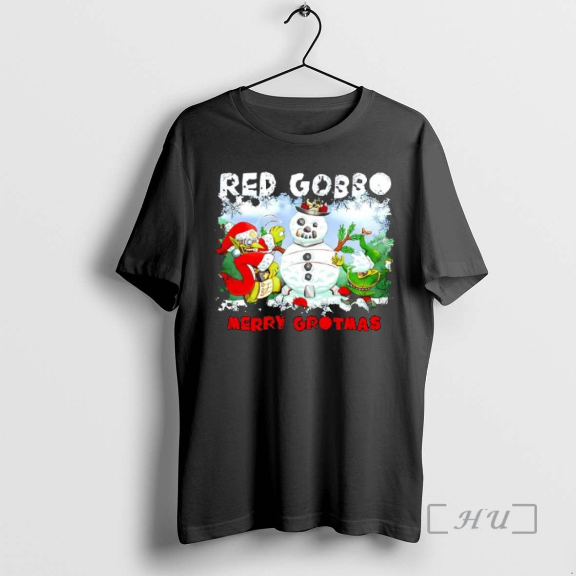 Trending Red Gobbo Merry Grotmas Christmas With Snow Shirt Hoodie Sweatshirt | PurePodTees.com