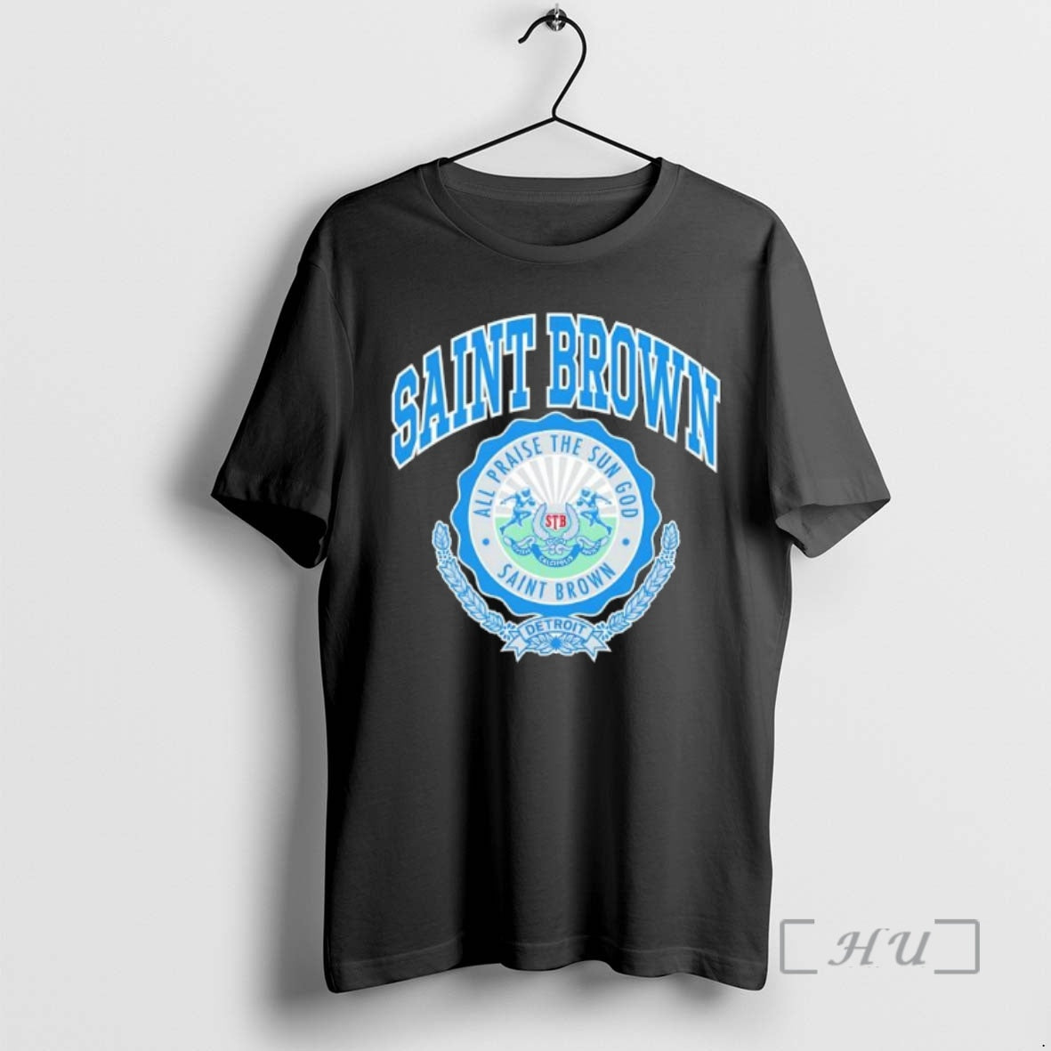Trending Saint Brown All Praise The Sun God Detroit Logo Shirt Hoodie Sweatshirt | PurePodTees.com