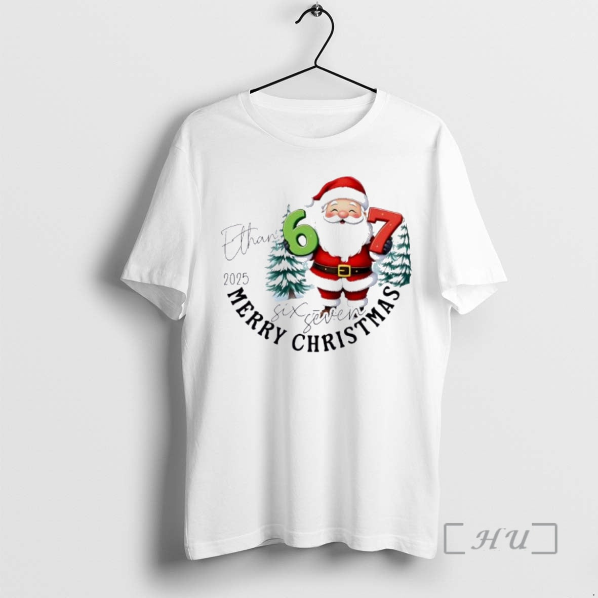 Trending Santa Claus Cute Six Seven Christmas Personalized Ornaments White Shirt Hoodie Sweatshirt | PurePodTees.com