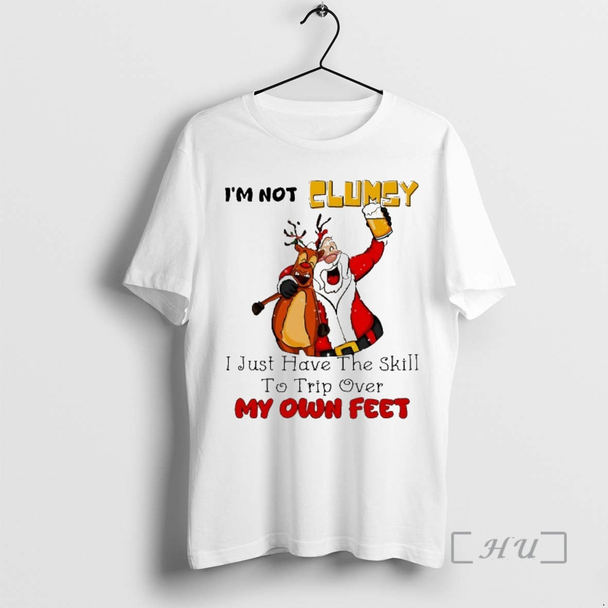 Trending Santa And Reindeer Im Not Clumsy I Just Have The Skill To Trip Over Shirt Hoodie Sweatshirt | PurePodTees.com
