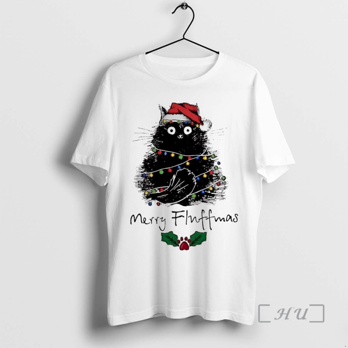 Trending Santa Cat Merry Fluffmas Christmas Shirt Hoodie Sweatshirt | PurePodTees.com