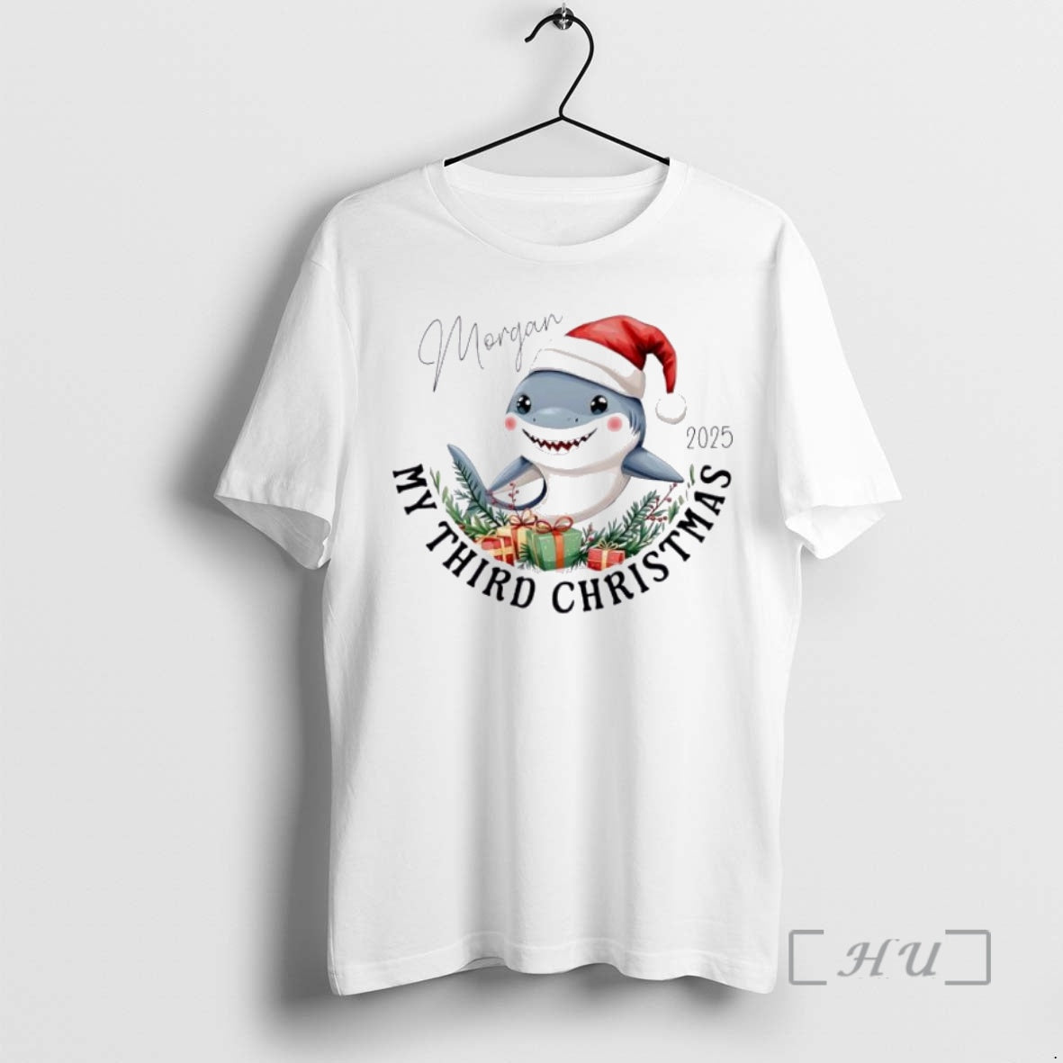 Trending Shark Cute My Third Christmas Personalized Ornaments White Shirt Hoodie Sweatshirt | PurePodTees.com