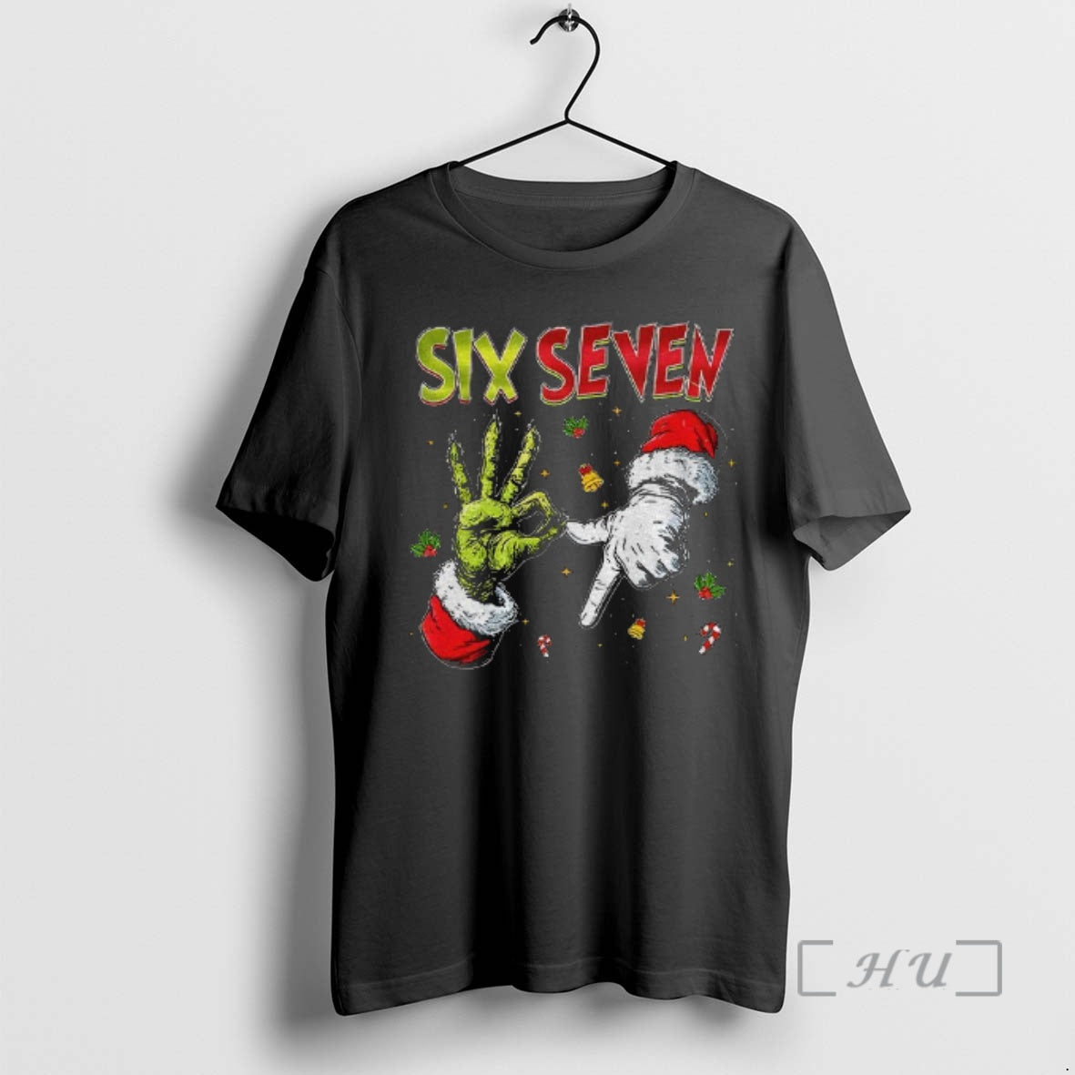 Trending Six Seven 67 Meme Christmas Grinch Santa Hand Shirt Hoodie Sweatshirt | PurePodTees.com