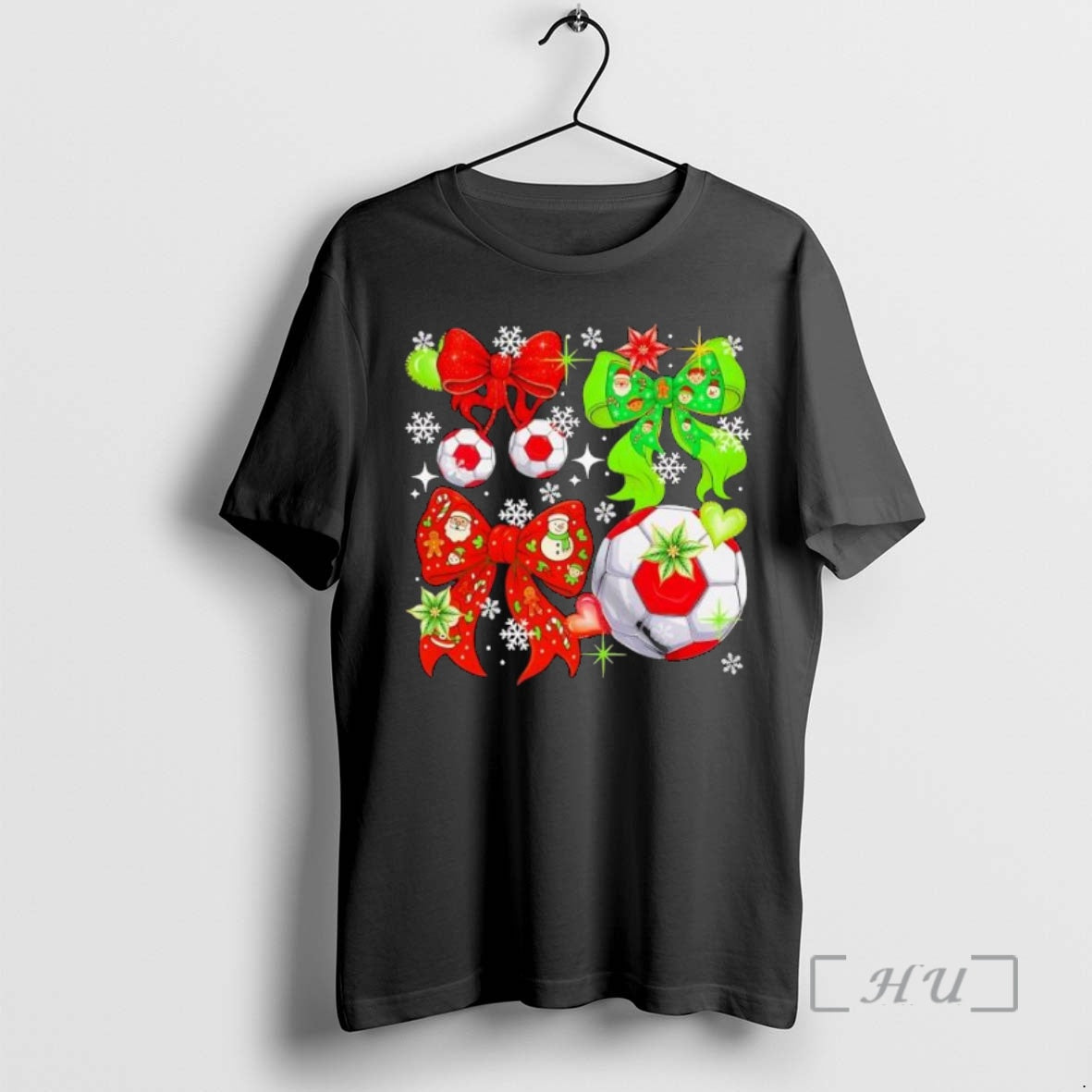 Trending Soccer Christmas Coquette Lovely Bow Tie Snowing Shirt Hoodie Sweatshirt | PurePodTees.com