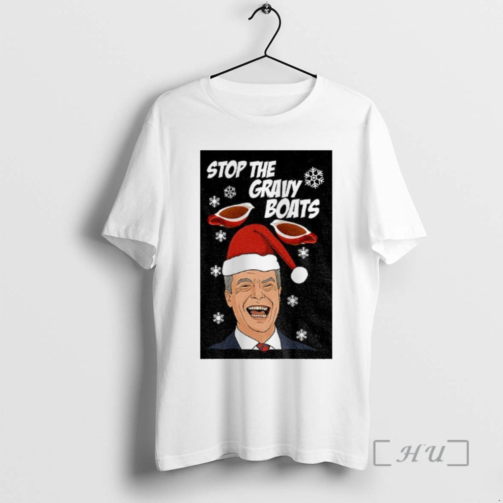Trending Stop The Gravy Boats Nigel Farage Funny Christmas Jumper Shirt Hoodie Sweatshirt | PurePodTees.com