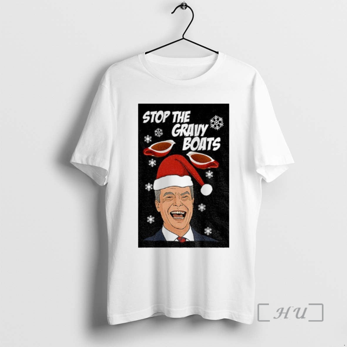 Trending Stop The Gravy Boats Nigel Farage Funny Christmas Jumper Shirt Hoodie Sweatshirt | PurePodTees.com