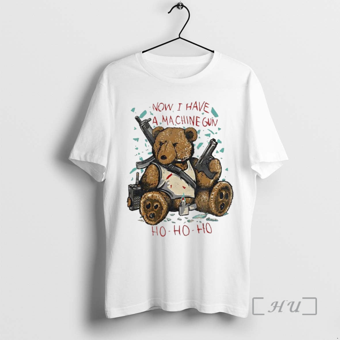 Trending Teddy Bear Now I Have A Machine Gun Ho Ho Ho Christmas Premium Shirt Hoodie Sweatshirt | PurePodTees.com