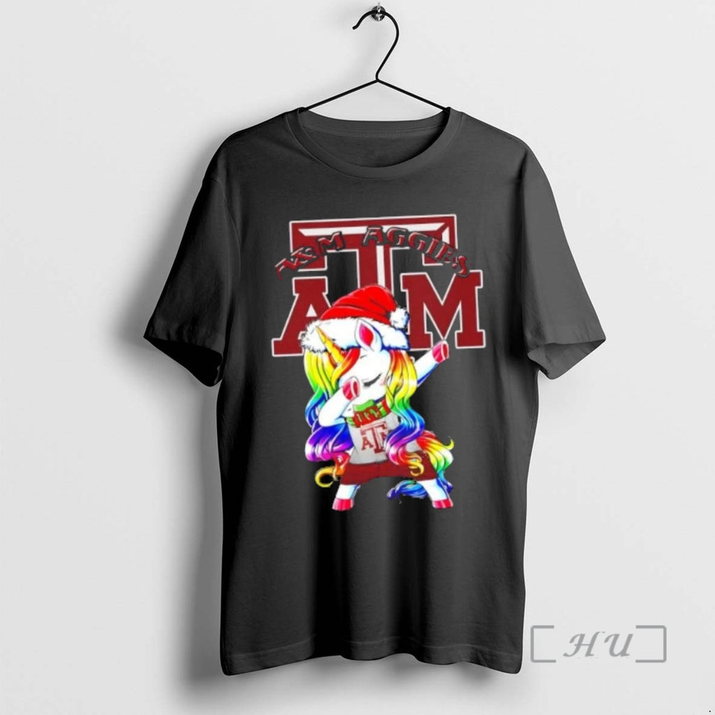 Trending Texas Am Aggies Football X Unicorn Santa Hat Dabbing Merry Christmas Shirt Hoodie Sweatshirt | PurePodTees.com