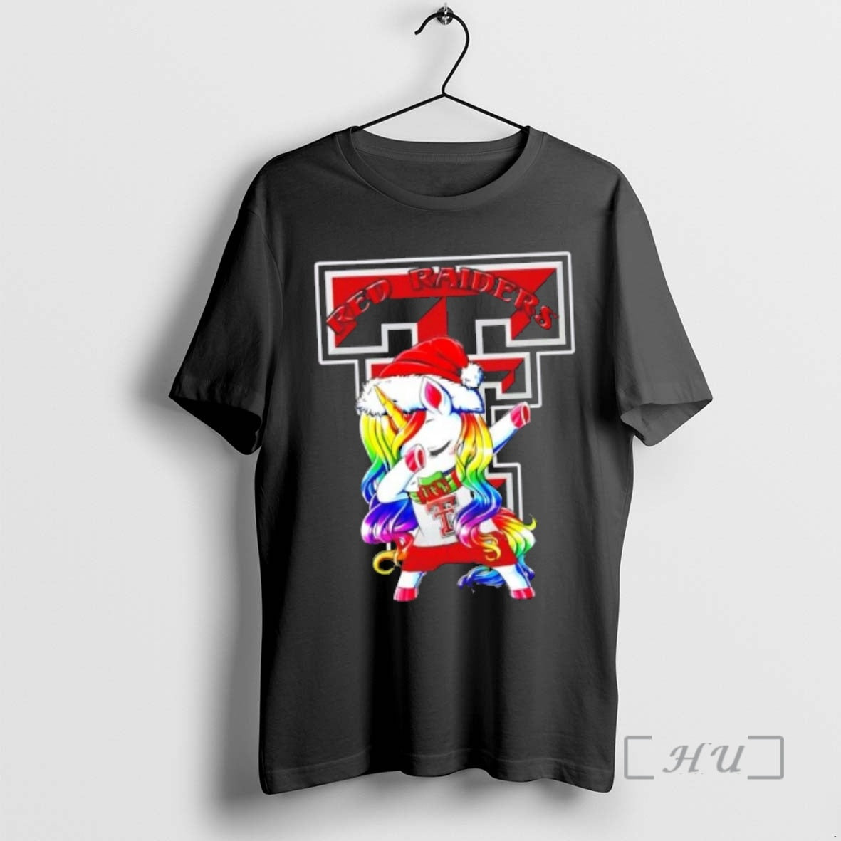 Trending Texas Tech Red Raiders Football X Unicorn Santa Hat Dabbing Merry Christmas Premium Shirt Hoodie Sweatshirt