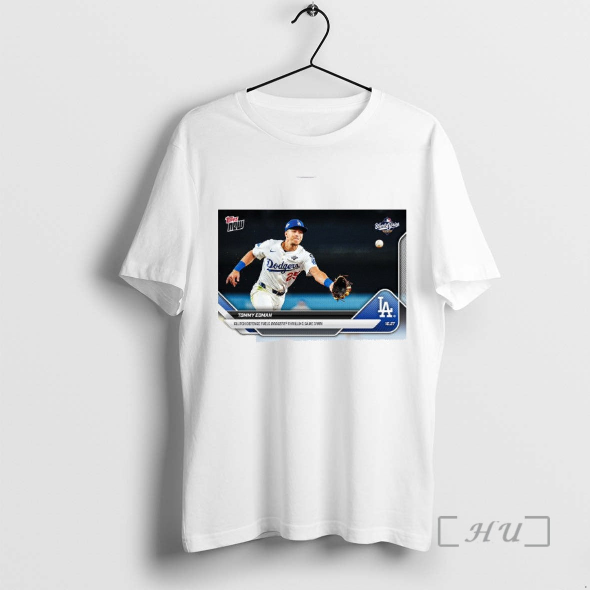 Trending Tommy Edman 2025 Mlb Topps Los Angeles Dodgers Clutch Defense Fuels Dodgers Thrilling Game Shirt Hoodie Sweatshirt