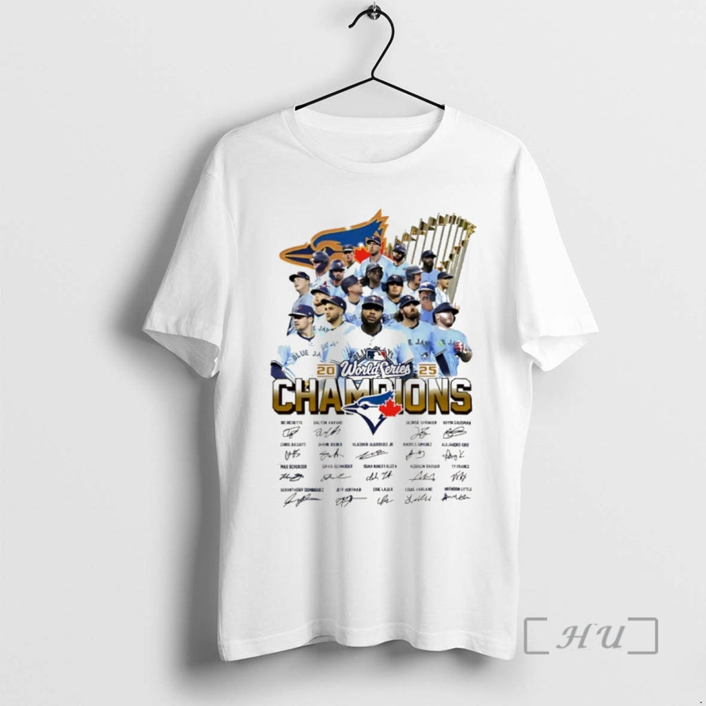Trending Toronto Blue Jays World Series Champions 2025 All Team Signature Christmas Shirt Hoodie Sweatshirt | PurePodTees.com