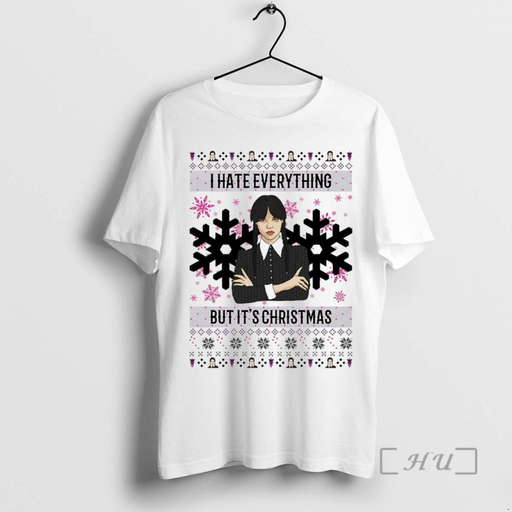 Trending Wednesday Addams I Hate Everything But Its Christmas Shirt Hoodie Sweatshirt | PurePodTees.com